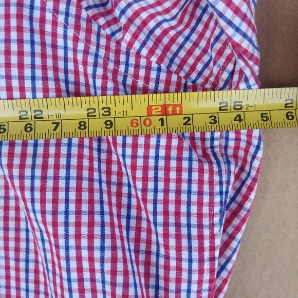 Lands' End Mens White Red Blue Plaid Button Down Shirt 100% cotton XL - Picture 2 of 13